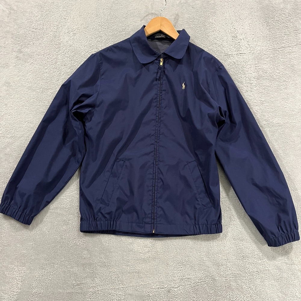 Polo Ralph Lauren Bomber Jacket Boys Large Vintage 90s Navy Blue Preppy